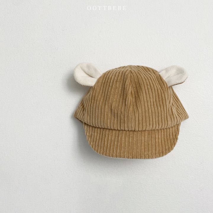 Oott Bebe - Korean Baby Fashion - #babylifestyle - Corduroy Bear Cap - 4