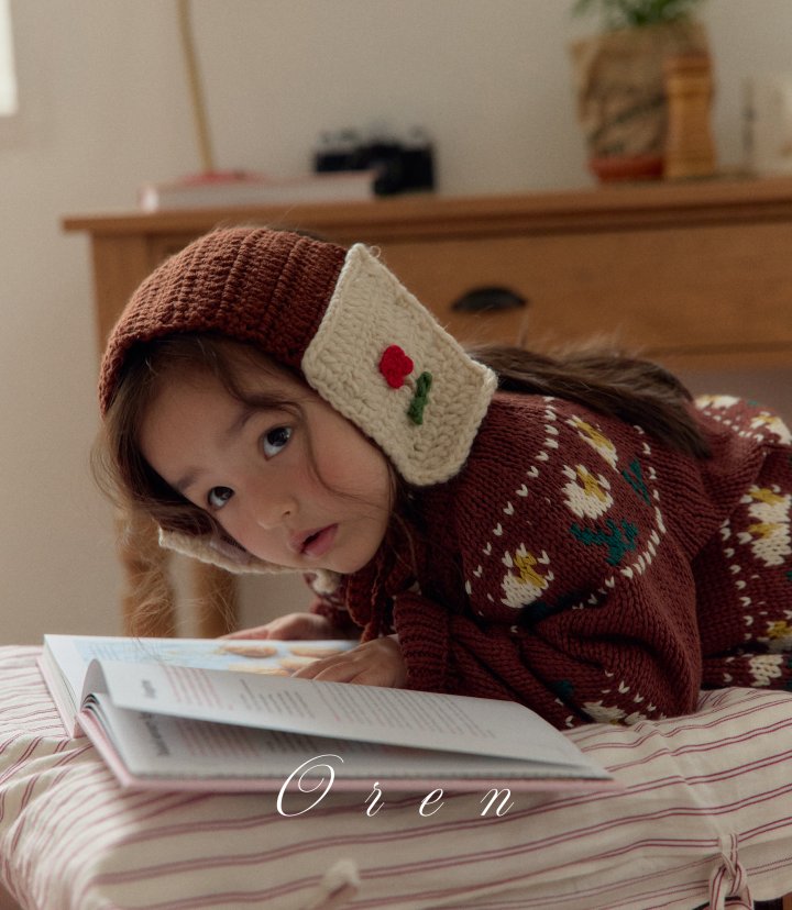 Oren - Korean Children Fashion - #childofig - Veloty Flower Knit Cardigan
