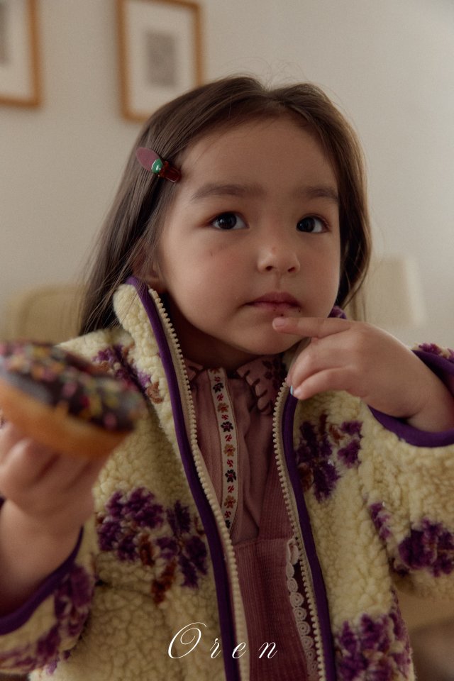 Oren - Korean Children Fashion - #childrensboutique - Mellow Flower Fleece Jumper - 10