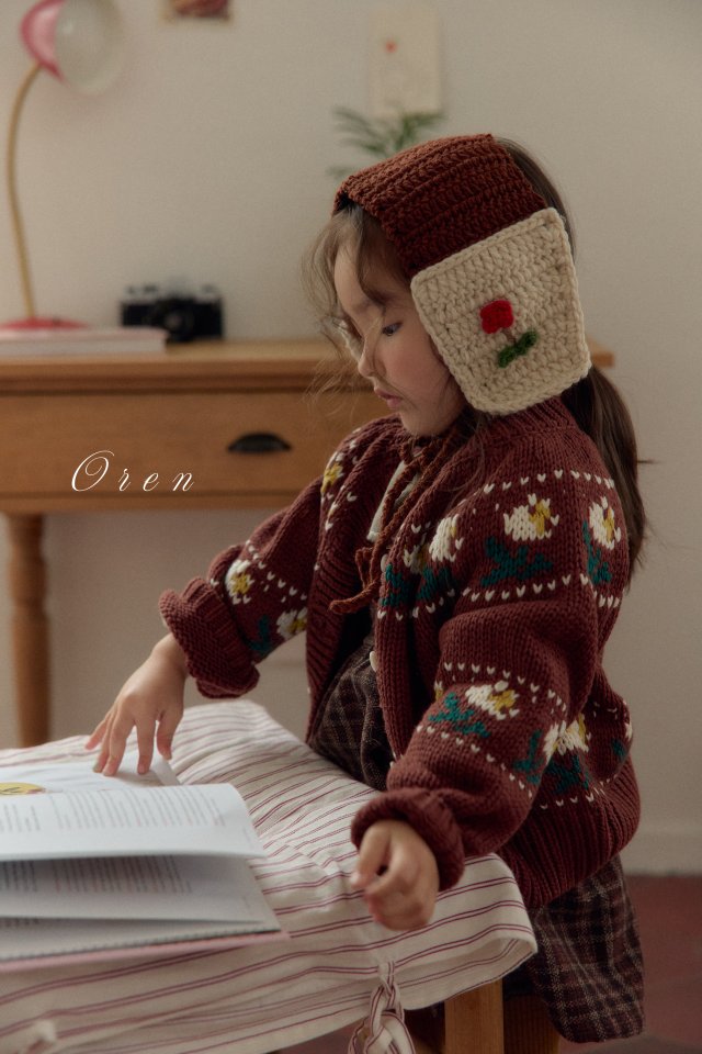 Oren - Korean Children Fashion - #childrensboutique - Veloty Flower Knit Cardigan - 2