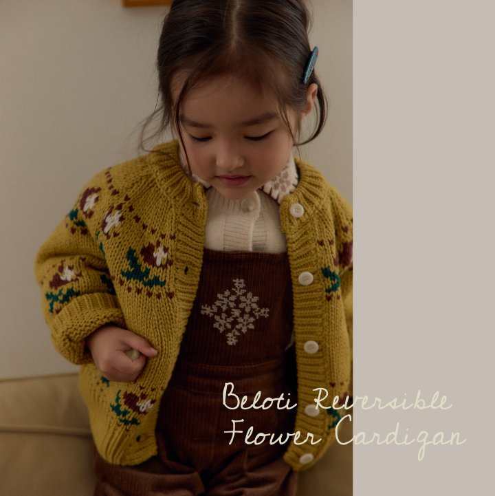 Oren - Korean Children Fashion - #childrensboutique - Veloty Flower Knit Cardigan