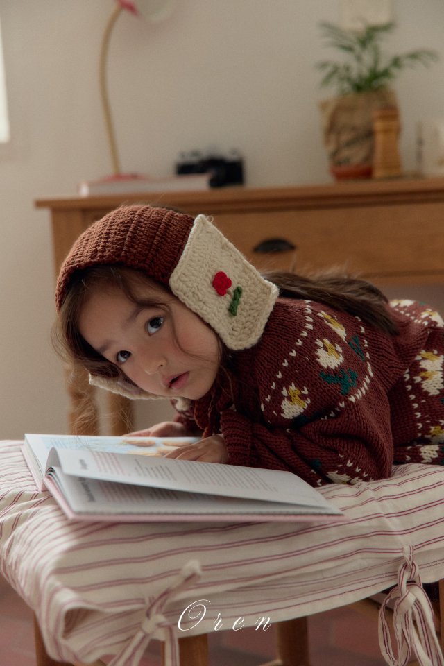 Oren - Korean Children Fashion - #designkidswear - Veloty Flower Knit Cardigan - 3