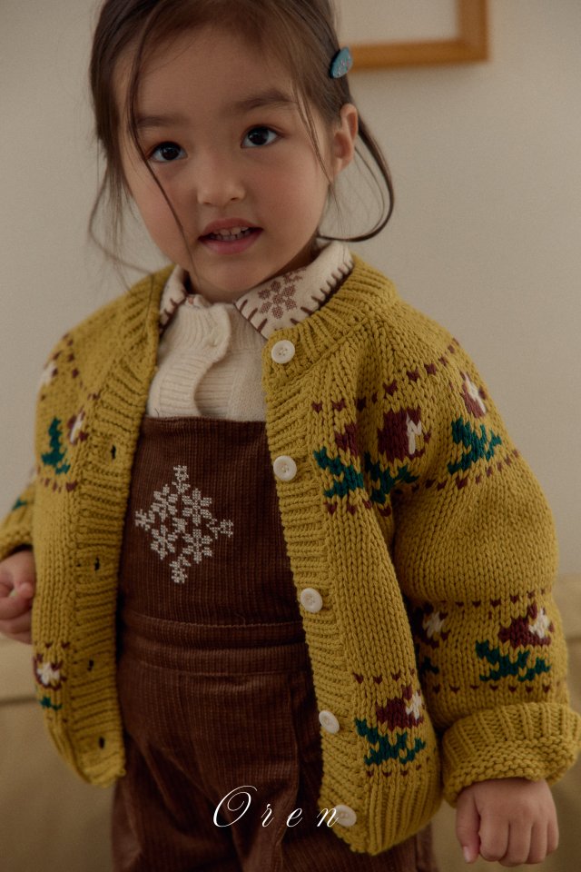 Oren - Korean Children Fashion - #discoveringself - Veloty Flower Knit Cardigan - 3