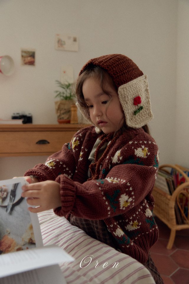 Oren - Korean Children Fashion - #fashionkids - Veloty Flower Knit Cardigan - 5