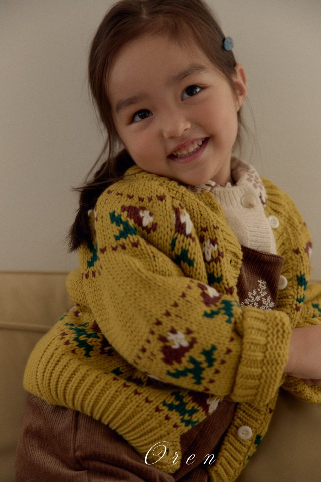 Oren - Korean Children Fashion - #discoveringself - Veloty Flower Knit Cardigan - 4