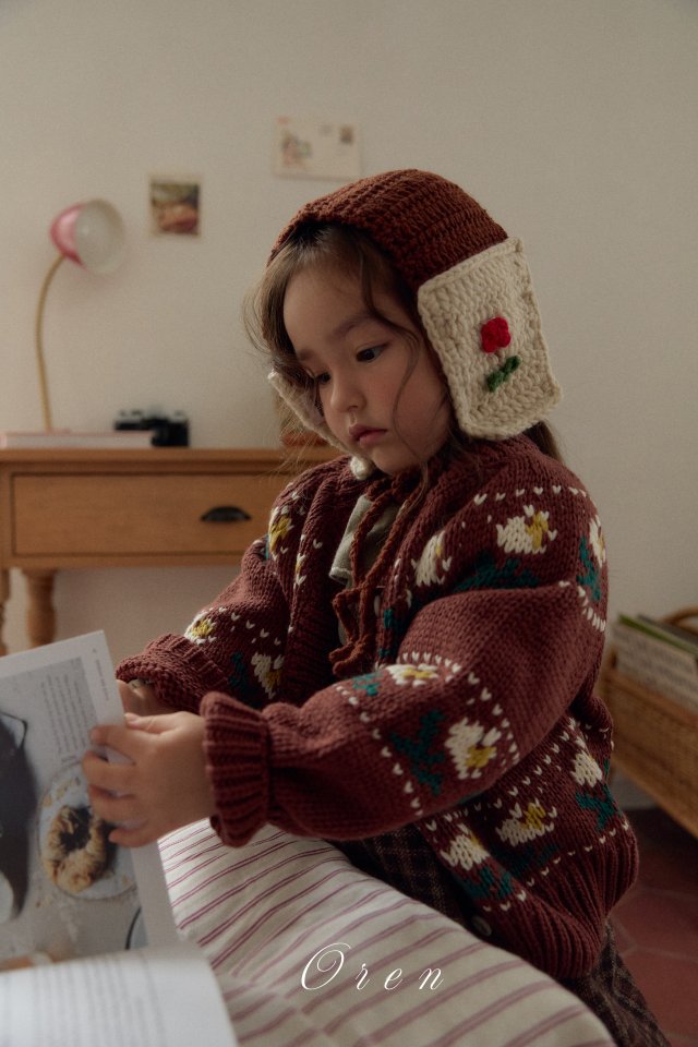 Oren - Korean Children Fashion - #kidsshorts - Veloty Flower Knit Cardigan - 6