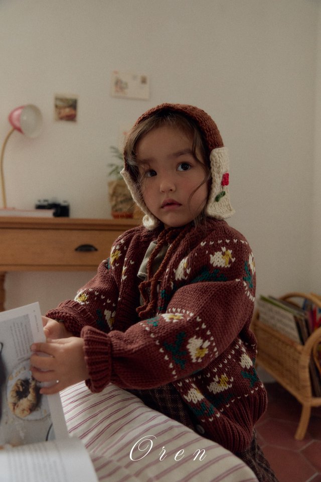 Oren - Korean Children Fashion - #kidsstore - Veloty Flower Knit Cardigan - 7