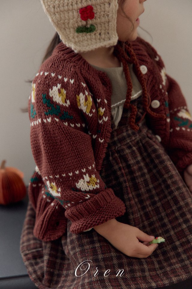 Oren - Korean Children Fashion - #littlefashionista - Veloty Flower Knit Cardigan - 10