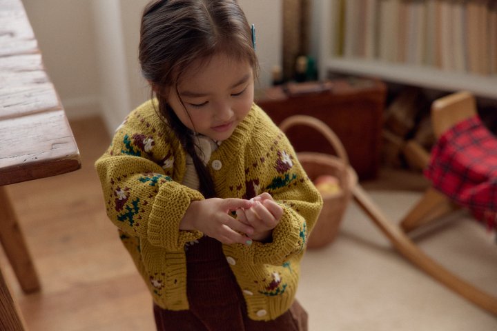 Oren - Korean Children Fashion - #littlefashionista - Veloty Flower Knit Cardigan - 9