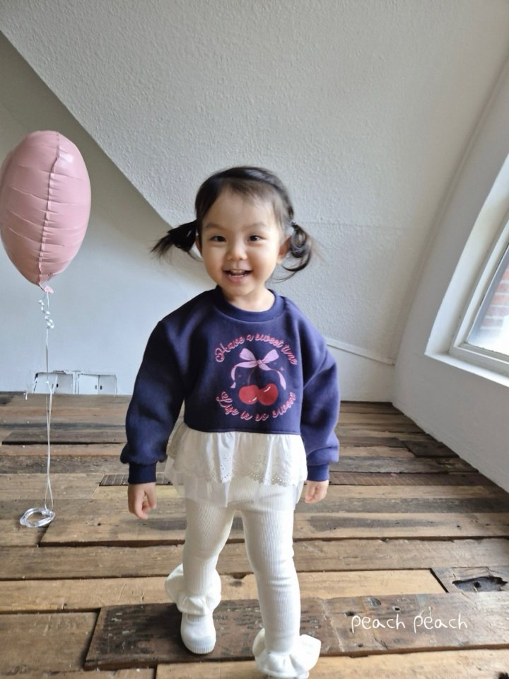 Peach Peach - Korean Children Fashion - #discoveringself - Cherry Lace Sweatshirt - 6
