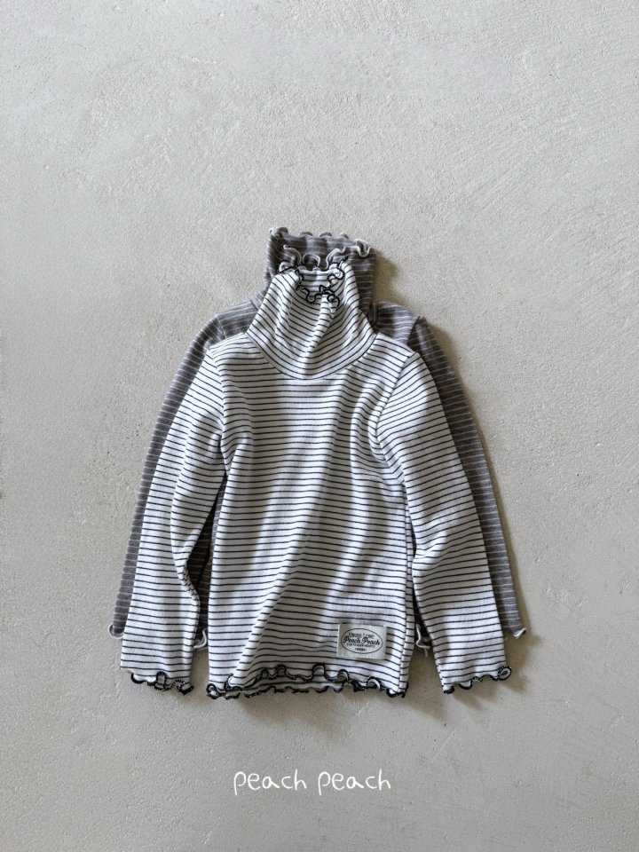 Peach Peach - Korean Children Fashion - #discoveringself - Pompom Turtleneck Tee