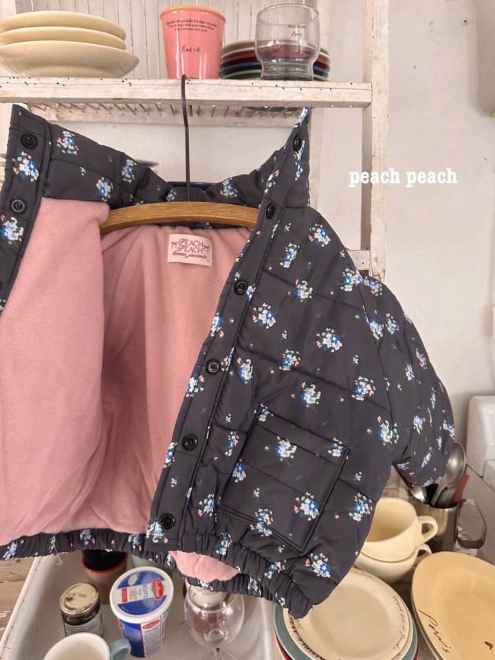 Peach Peach - Korean Children Fashion - #kidsshorts - Lora Flower Padded Jacket - 11