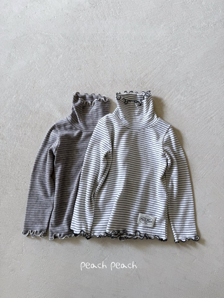 Peach Peach - Korean Children Fashion - #kidsshorts - Pompom Turtleneck Tee - 3