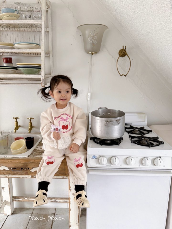 Peach Peach - Korean Children Fashion - #littlefashionista - Cherry Lace Sweatshirt - 12