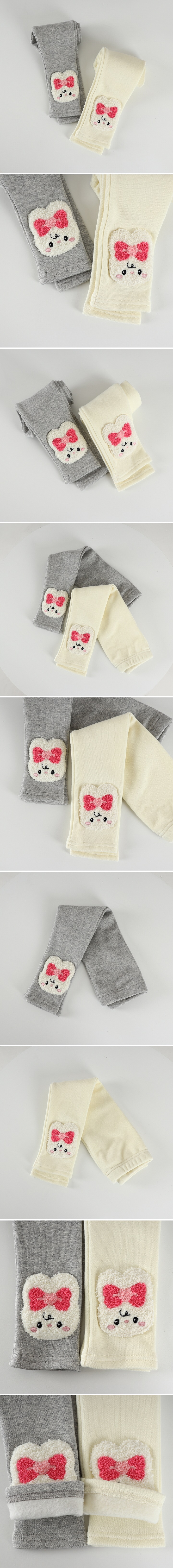Pepper Mint - Korean Children Fashion - #childofig - Fleece Round Bunny Leggings