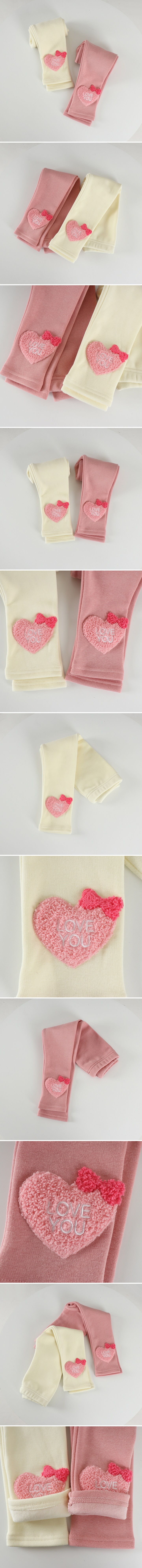 Pepper Mint - Korean Children Fashion - #littlefashionista - Fleece Heart Leggings