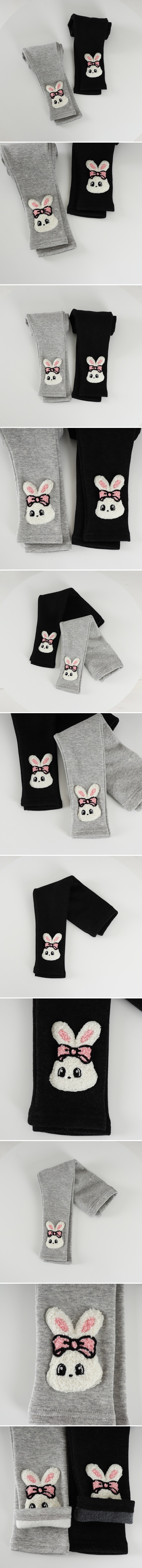 Pepper Mint - Korean Children Fashion - #prettylittlegirls - Fleece Ribbon Bunny Leggings