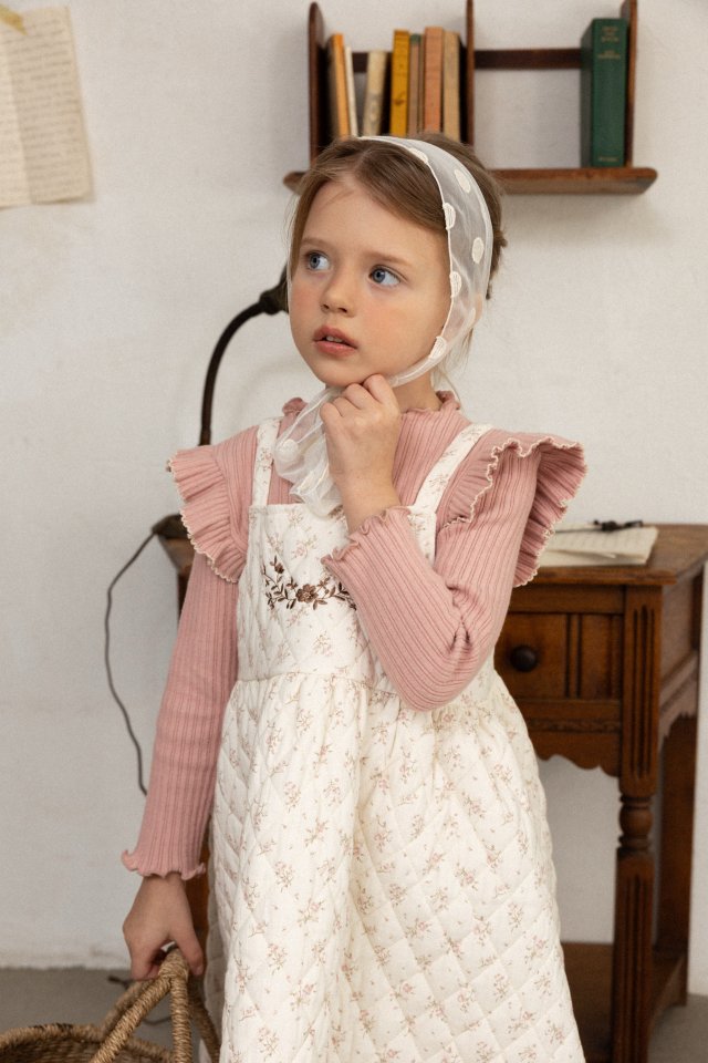 Perrobebe - Korean Children Fashion - #toddlerclothing - Aisha Embroidered Padded One-piece - 5