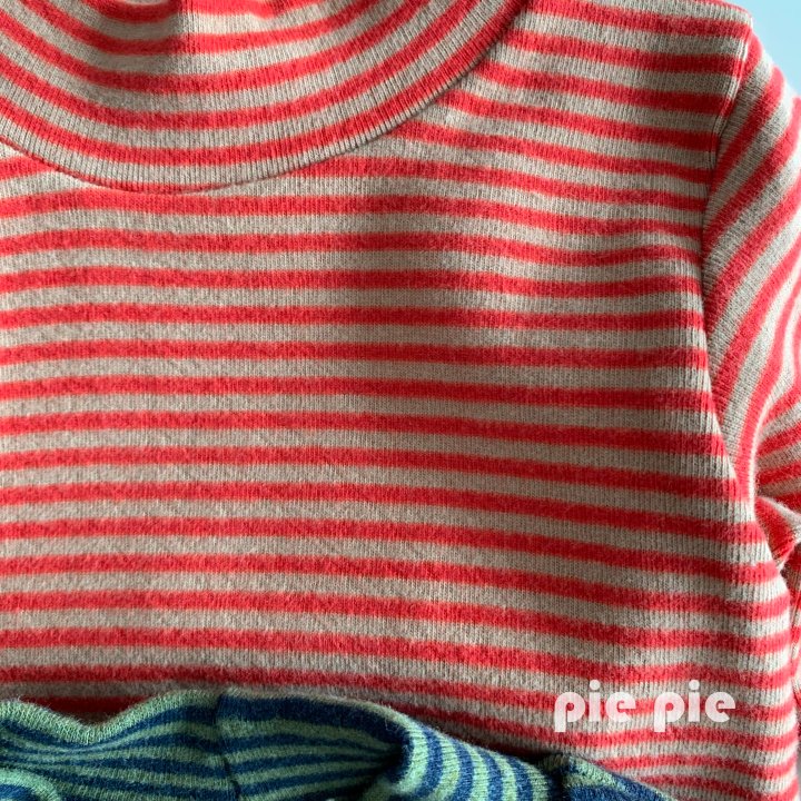 Pie - Korean Children Fashion - #fashionkids - Carrot Stripe Turtleneck Tee - 4