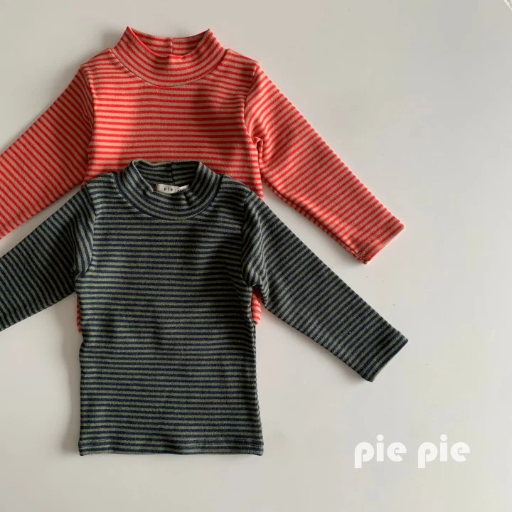 Pie - Korean Children Fashion - #kidsstore - Carrot Stripe Turtleneck Tee - 5