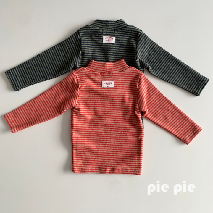 Pie - Korean Children Fashion - #kidzfashiontrend - Carrot Stripe Turtleneck Tee - 6