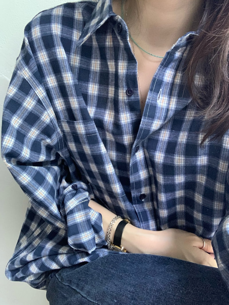 Pomelo - Korean Women Fashion - #momslook - Peach Check Shirt - 12
