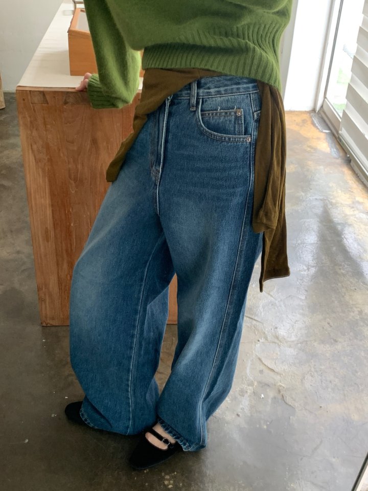 Pomelo - Korean Women Fashion - #thelittlethings - Teen Wide Denim Pants - 4