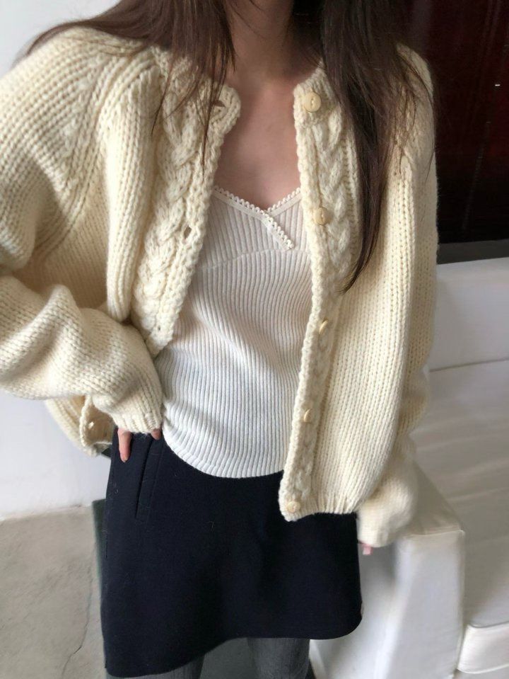Pomelo - Korean Women Fashion - #momslook - Knitted Cardigan - 6