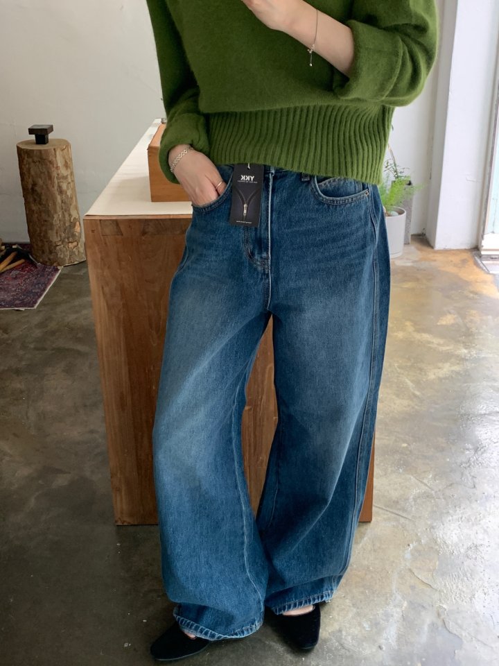 Pomelo - Korean Women Fashion - #thatsdarling - Teen Wide Denim Pants - 2