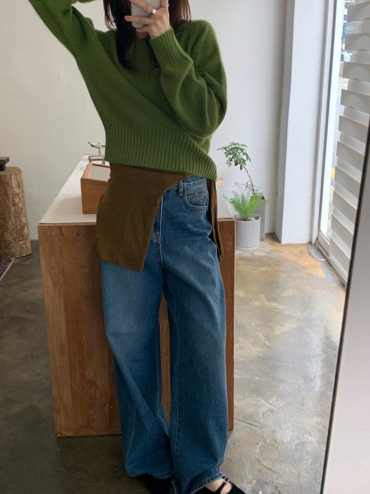 Pomelo - Korean Women Fashion - #womensfashion - Teen Wide Denim Pants - 5