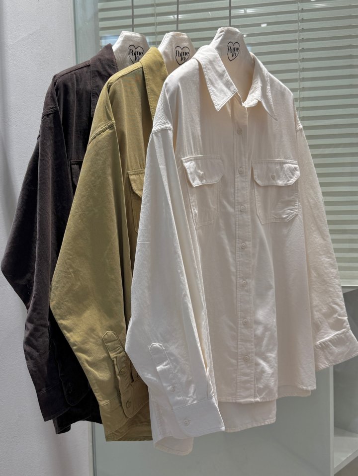 Pomelo - Korean Women Fashion - #womensfashion - Washed Corduroy Shirt - 12