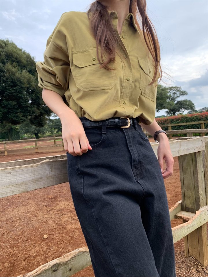 Pomelo - Korean Women Fashion - #womensfashion - Washed Corduroy Shirt - 6