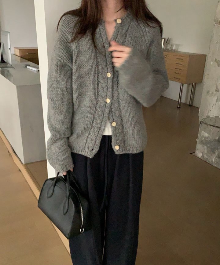 Pomelo - Korean Women Fashion - #womensfashion - Knitted Cardigan - 3