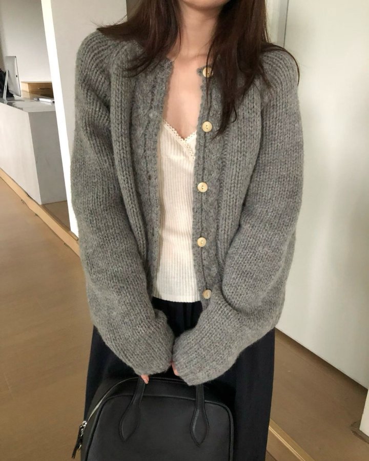 Pomelo - Korean Women Fashion - #womensfashion - Knitted Cardigan - 5