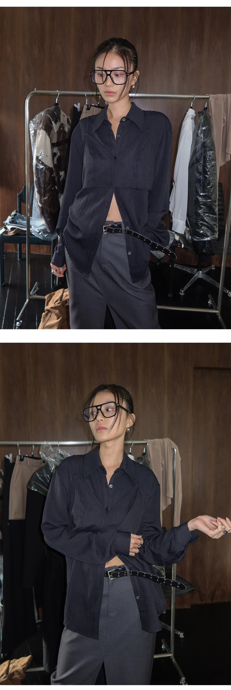 Project Wave - Korean Women Fashion - #momslook - Trip Layered Shirt - 2