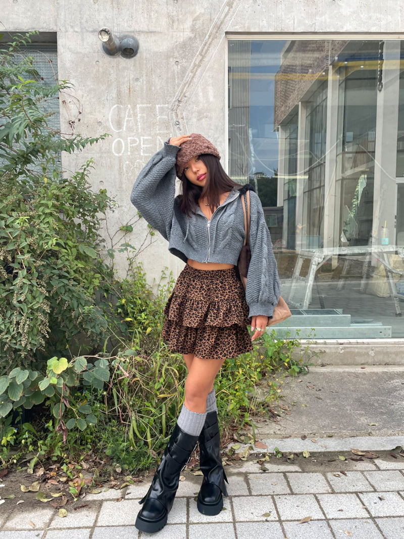 Queensmade - Korean Women Fashion - #momslook - Leopard Tiered Skirt