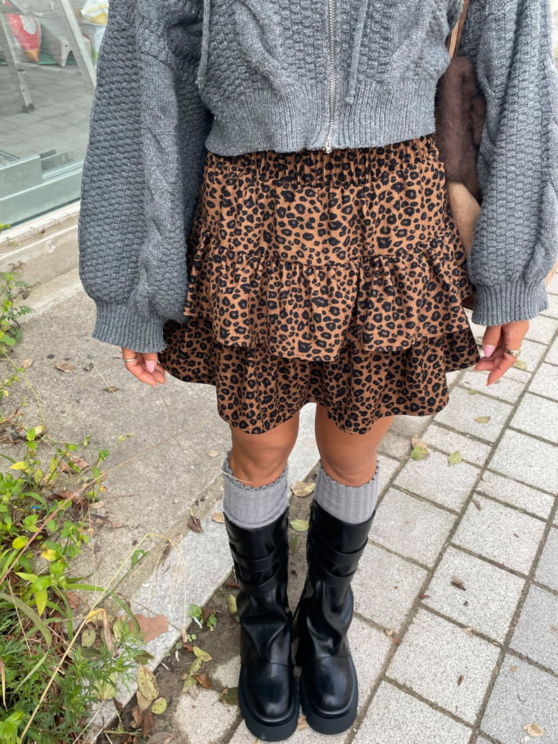 Queensmade - Korean Women Fashion - #momslook - Leopard Tiered Skirt - 11