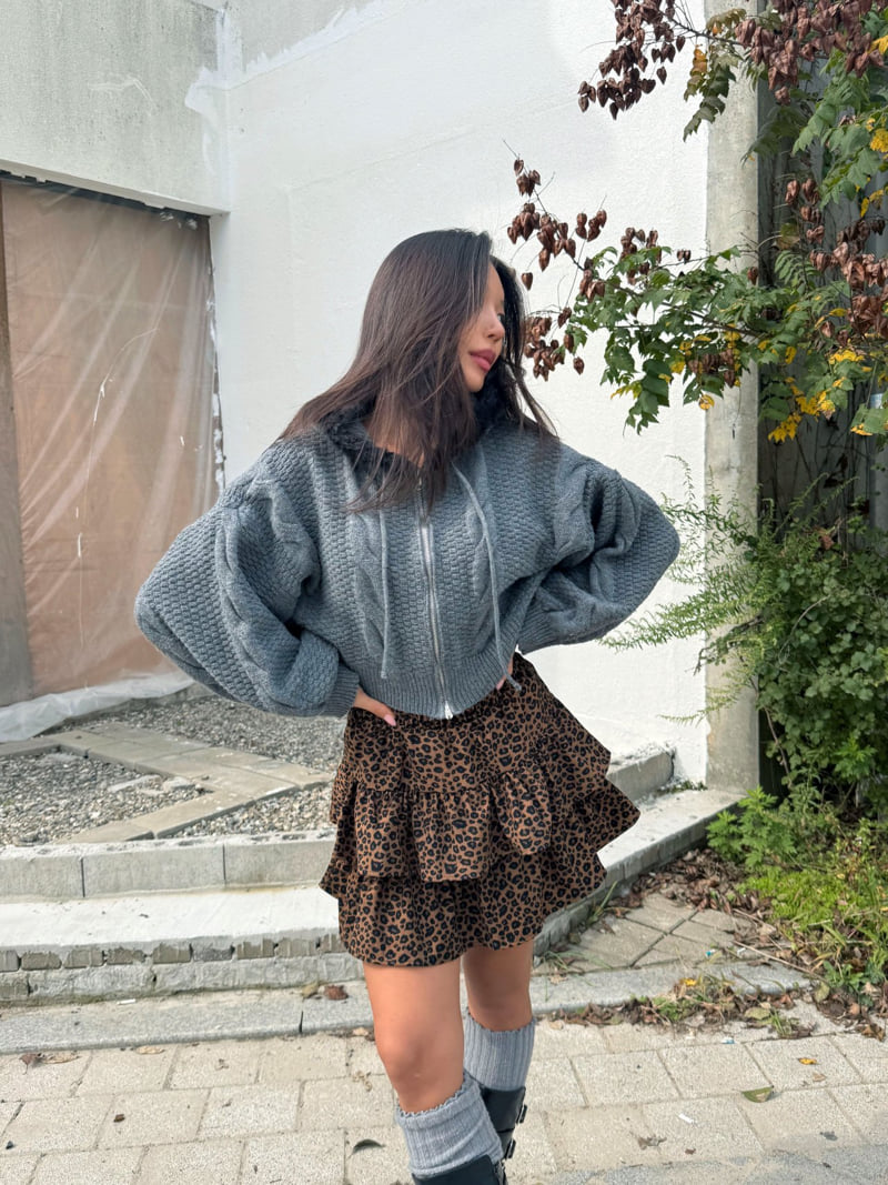 Queensmade - Korean Women Fashion - #momslook - Leopard Tiered Skirt - 5