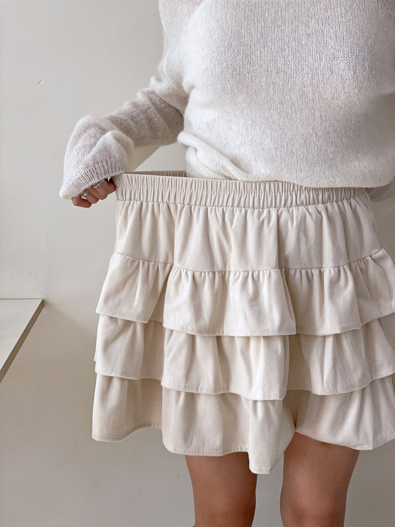 Queensmade - Korean Women Fashion - #womensfashion - Velvet Tiered Skirt - 11