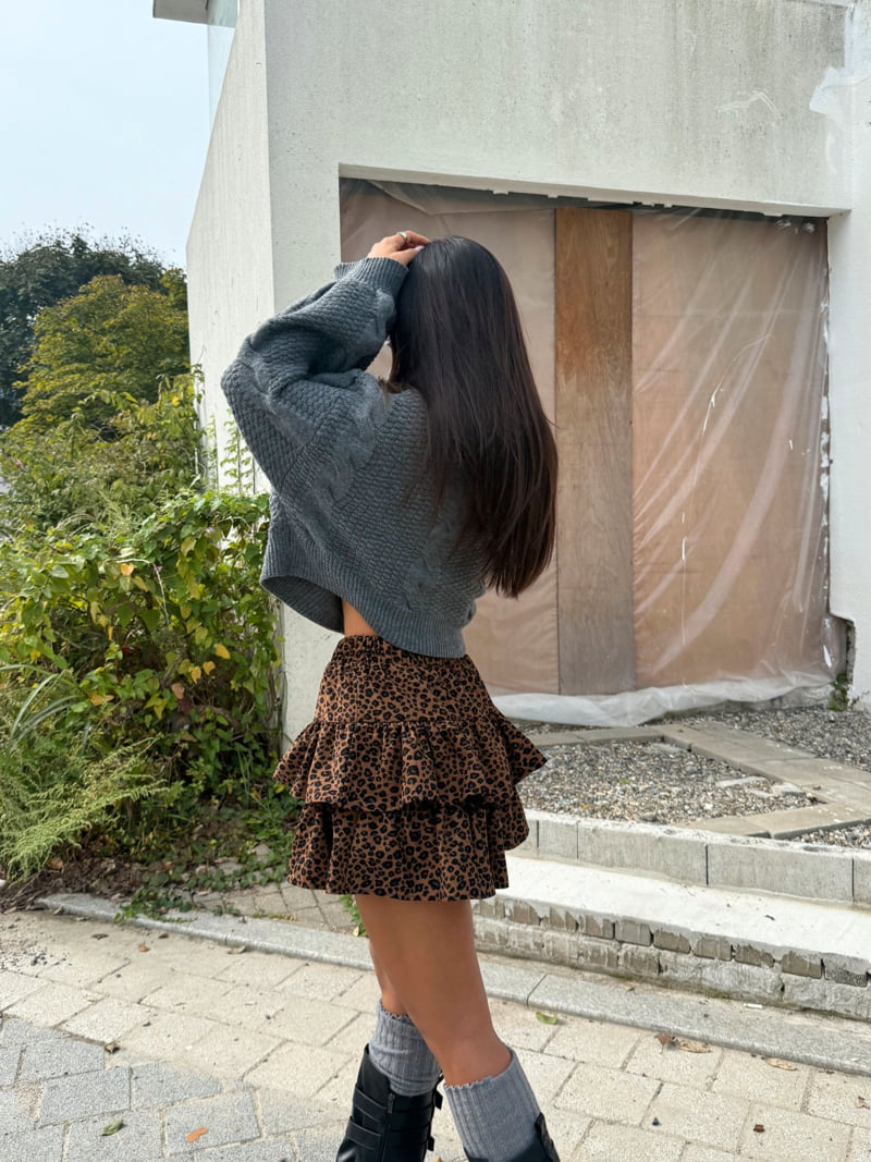 Queensmade - Korean Women Fashion - #momslook - Leopard Tiered Skirt - 4