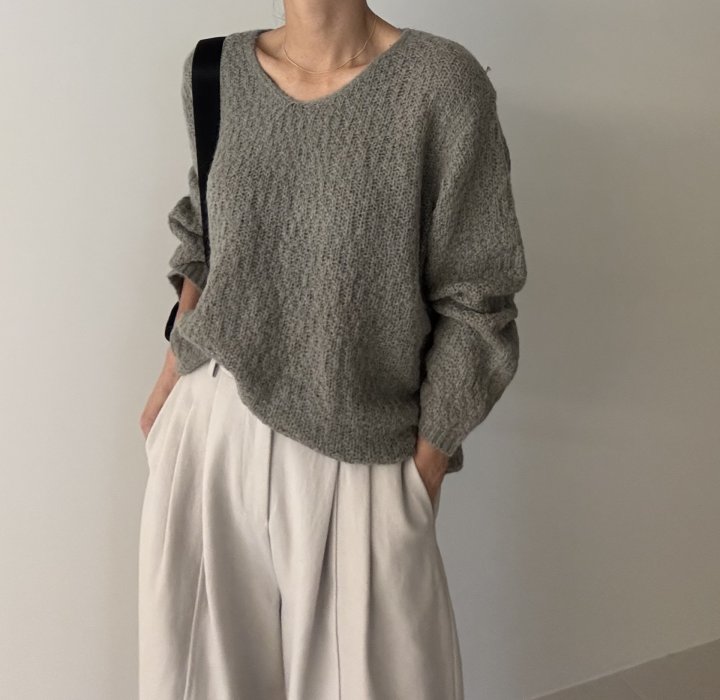 Ripple - Korean Women Fashion - #momslook - Nikki V Neck Knit