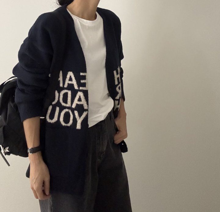 Ripple - Korean Women Fashion - #momslook - Lettering Cardigan - 11