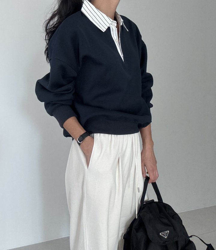 Ripple - Korean Women Fashion - #momslook - Ed Collar Sweatshirt - 8