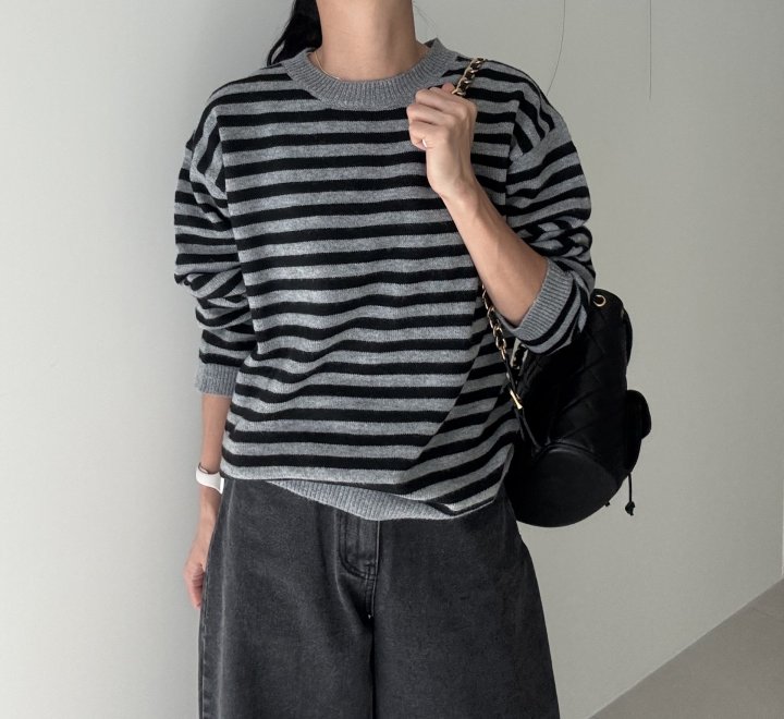 Ripple - Korean Women Fashion - #vintagekidsstyle - Daniel Stripe Knit - 4