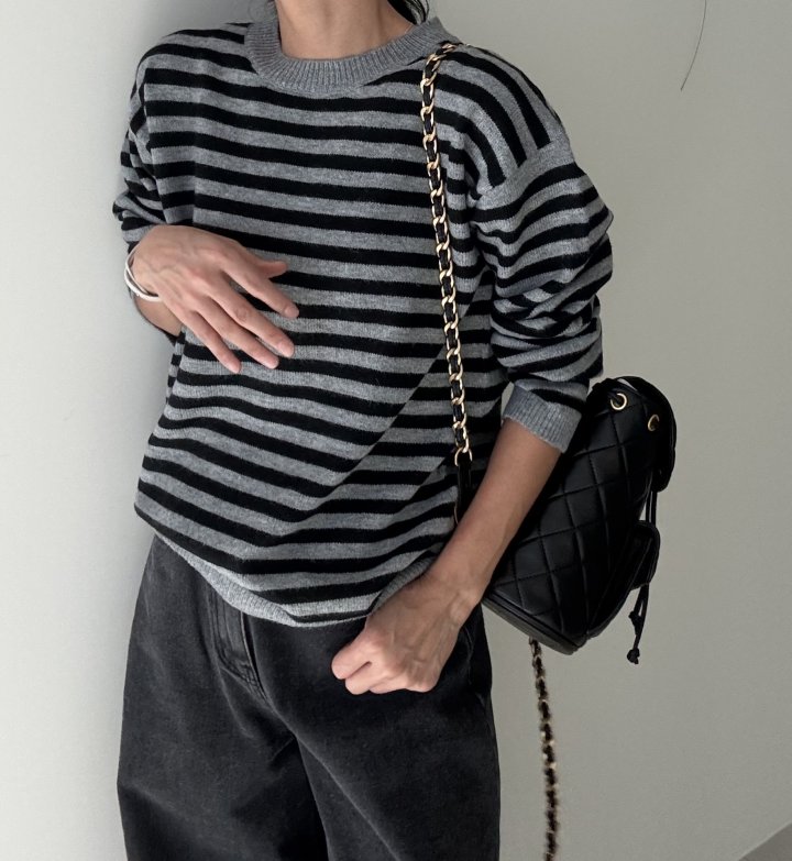 Ripple - Korean Women Fashion - #restrostyle - Daniel Stripe Knit - 5