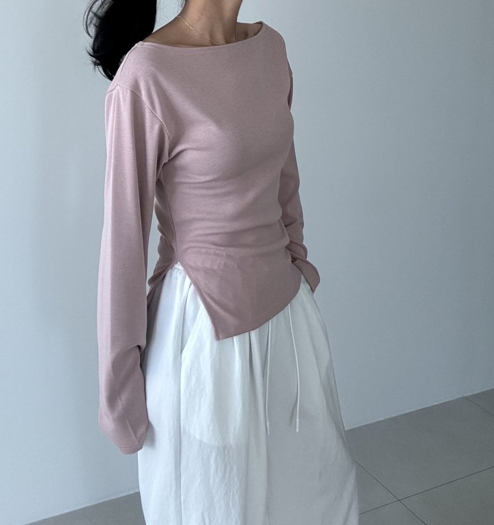 Ripple - Korean Women Fashion - #restrostyle - Slit Tee - 3