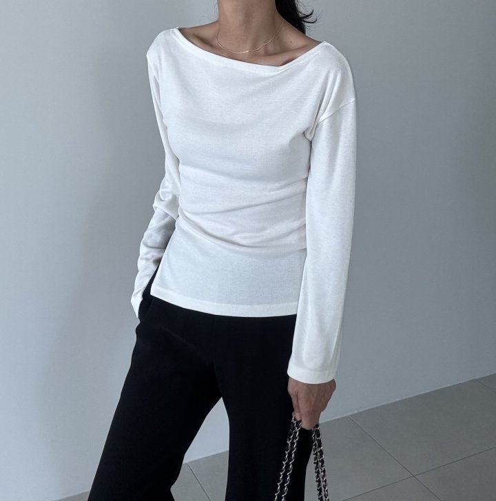 Ripple - Korean Women Fashion - #restrostyle - Slit Tee - 4
