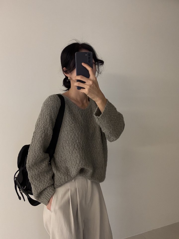 Ripple - Korean Women Fashion - #womensfashion - Nikki V Neck Knit - 2