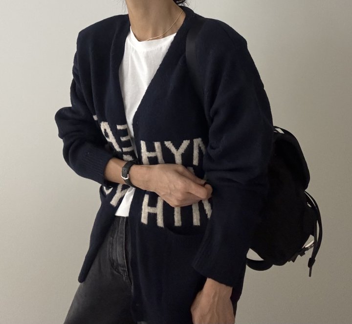 Ripple - Korean Women Fashion - #womensfashion - Lettering Cardigan - 8