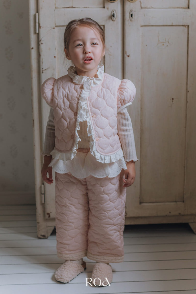 Roa - Korean Children Fashion - #kidsshorts - Quilted Lace Vest - 4